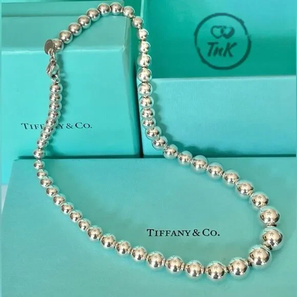 Tiffany & Co Hardwear Graduated Ball Bead Necklace - 925 Silver - 16” - Picture 8 of 15